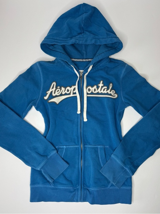 Aeropostale Tops - Aeropostale Y2K Blue Full Zip Embroidered Graphic Hoodie 2010 Size Women’s S